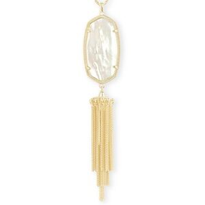 Kendra Scott Rayne White Mother of Pearl Gold Tassel Necklace